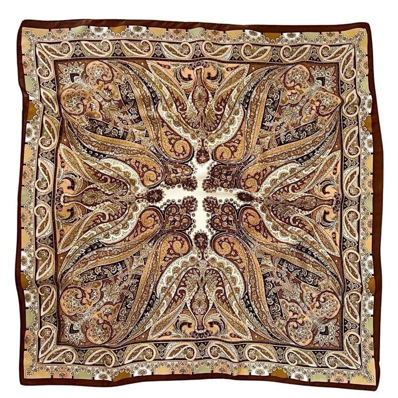 腰果花 方巾 領巾 絲巾 現貨 大地色 拼接 頭巾 變形蟲 質感 髮帶 包巾 脖圍 飾品 配件 裝飾 SA050-細節圖4