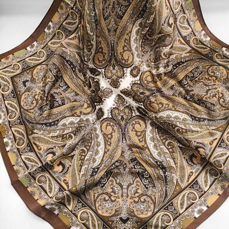 腰果花 方巾 領巾 絲巾 現貨 大地色 拼接 頭巾 變形蟲 質感 髮帶 包巾 脖圍 飾品 配件 裝飾 SA050-細節圖5