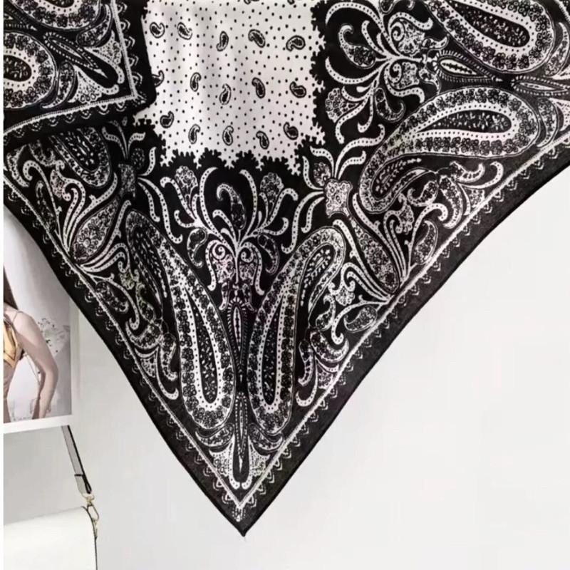 大腰果花 方巾 絲巾 頭巾 領巾 現貨 黑色 變形蟲 簡約 質感 髮帶 包巾 脖圍 飾品 小方巾 時尚 SA059-細節圖7