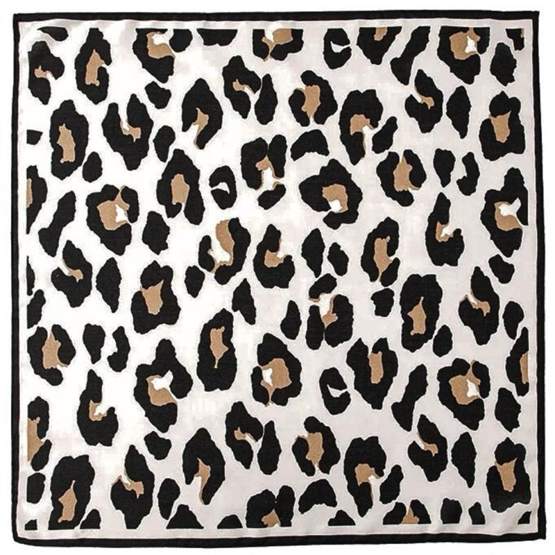 大豹紋 方巾 絲巾 領巾 頭巾 現貨 白色 簡約 質感 貴婦 髮帶 包巾 脖圍 飾品 小方巾 時尚 SA062_1-細節圖5