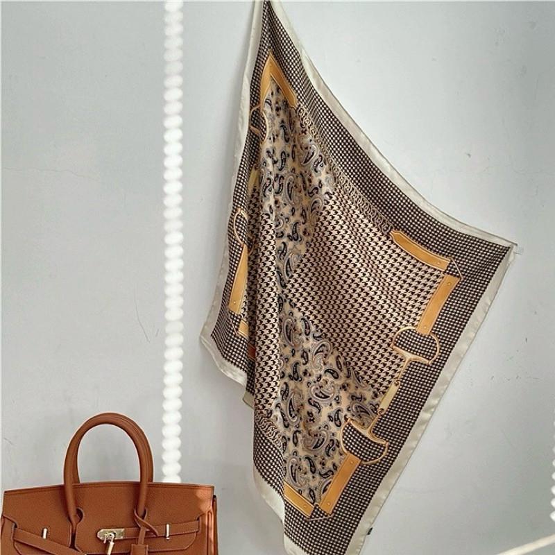 馬銜釦 方巾 絲巾 領巾 頭巾 現貨 變形蟲 拼接 包巾 氣質 大地色 韓系 質感 配飾 春夏 SA012-細節圖6