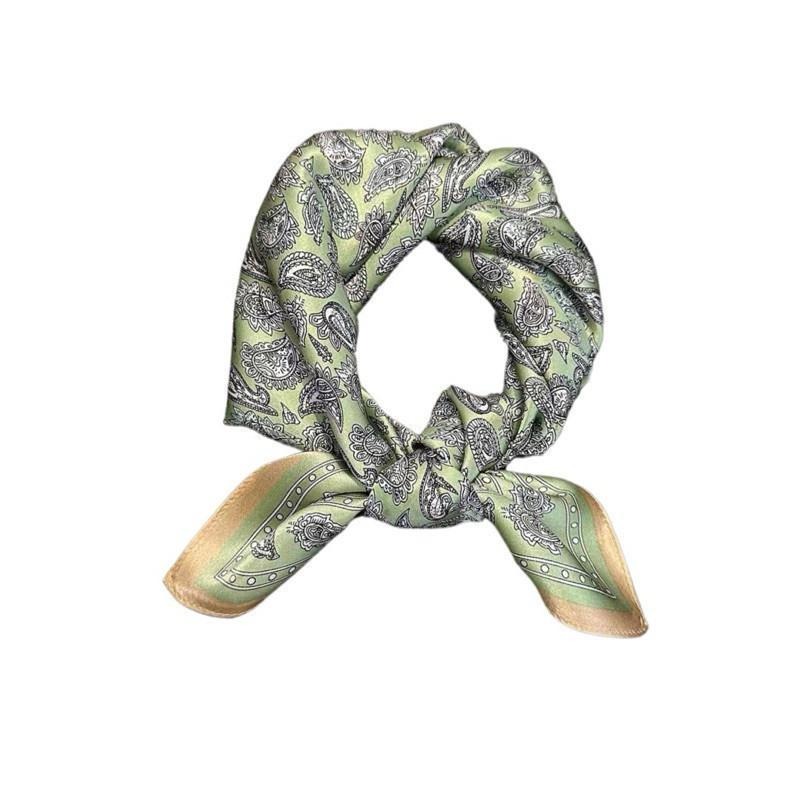 淺綠 小腰果花 方巾 絲巾 領巾 現貨 頭巾 春夏 質感 髮帶 包巾 配飾 飾品 可愛 氣質 SA056-細節圖6