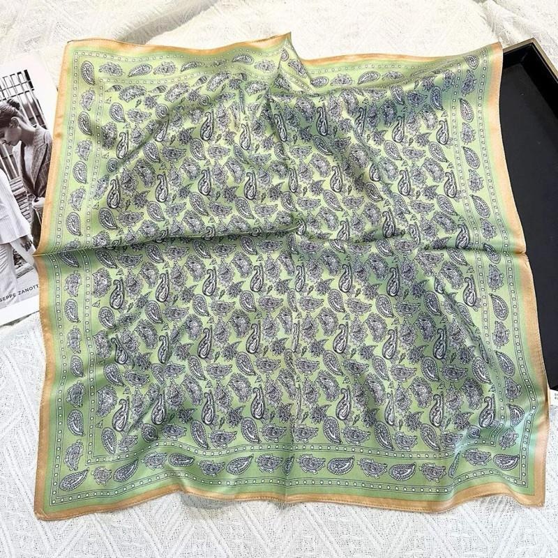 淺綠 小腰果花 方巾 絲巾 領巾 現貨 頭巾 春夏 質感 髮帶 包巾 配飾 飾品 可愛 氣質 SA056-細節圖8