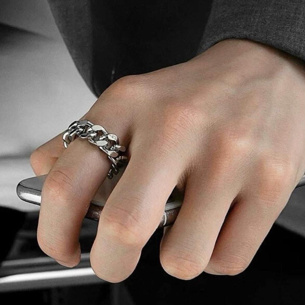 鈦鋼 鎖鏈 寬戒 戒指 男戒 3色 立體感 男生戒指 鋼戒 鏈條 戒指 鎖鏈戒指 鈦鋼戒指 鏈戒 質感 SR006-細節圖2