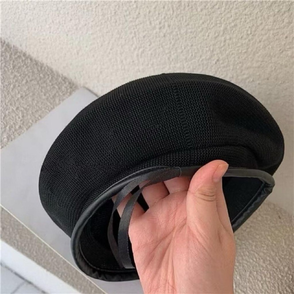 貝雷帽 貝蕾帽 透氣帽子 現貨 復古時尚mix 皮邊 網眼 帽圍可調 男帽 女帽 設計師 帽子 畫家帽 SC020-細節圖8