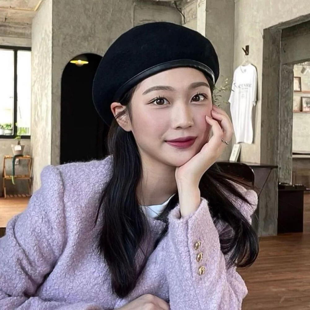 貝蕾帽 貝雷帽 畫家帽 現貨 皮邊 毛呢 男生帽子 大頭圍 秋冬 保暖 素面  素面 質感 帽子 SC017-細節圖8