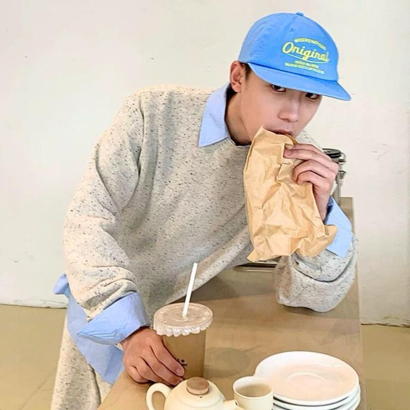 棒球帽 帽子 情侶帽子 現貨 多巴胺 老帽 平檐 彎檐 韓國帽子 韓國同款 刺繡帽子 藍色帽子 SC009-細節圖5