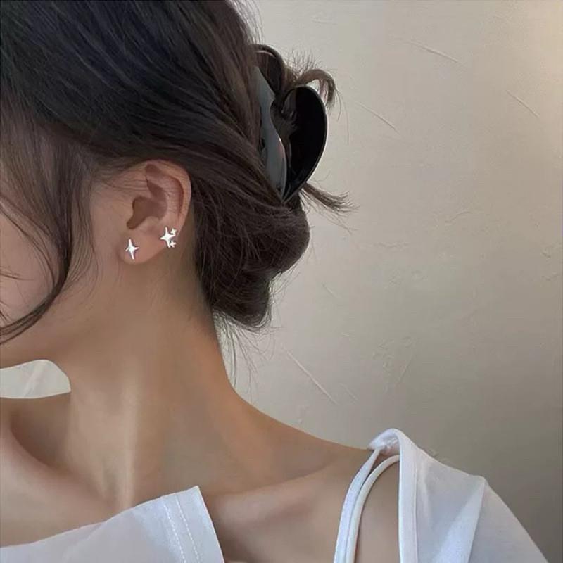 現貨 S925 銀 光芒行星 不對稱 耳釘 耳環 潮流 男 女 芒星-細節圖8