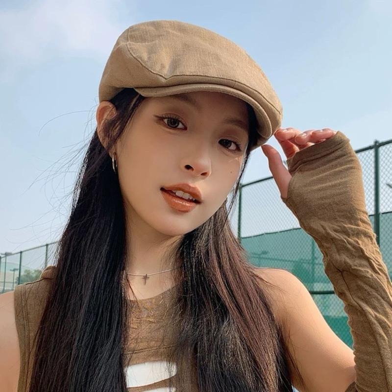 現貨 3色 棉麻立體 前進帽 小偷帽 男生帽子 情侶帽子 女生帽子 修臉 小臉 米白 夏季 男 情侶 百搭 狩獵帽-細節圖6