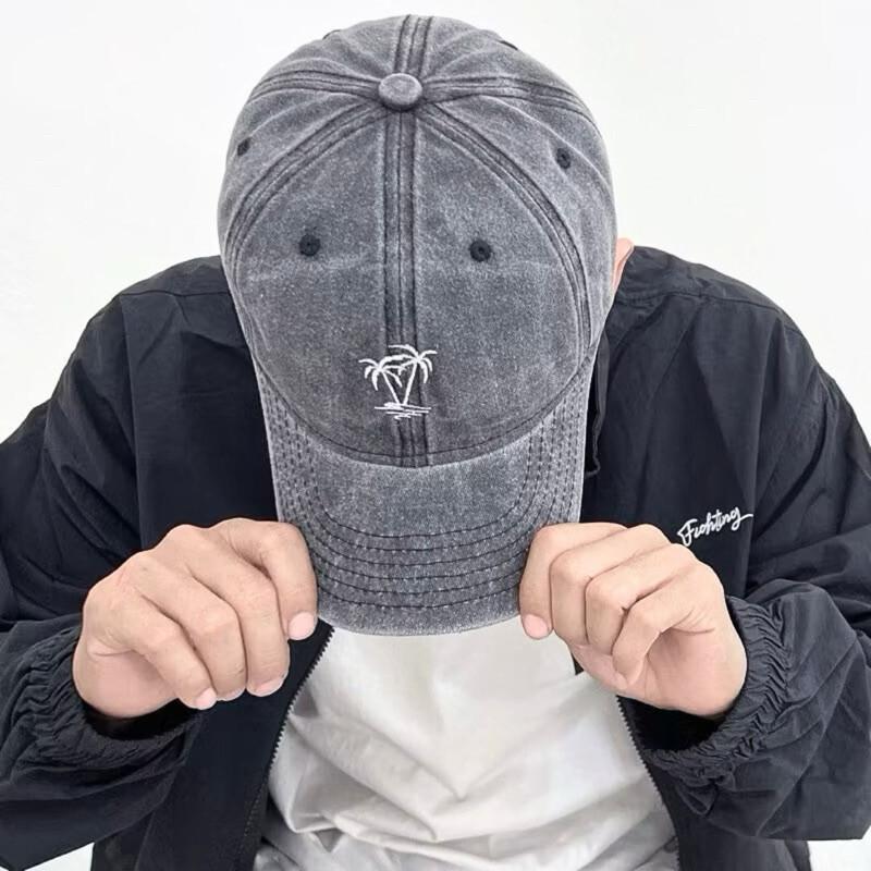 現貨 實拍 5色 棕櫚刺繡老帽 復古帽子 棒球帽 男生帽子 女生帽子 情侶帽子 軟帽 老帽 軟頂 帽子 椰子樹 仿舊-細節圖7