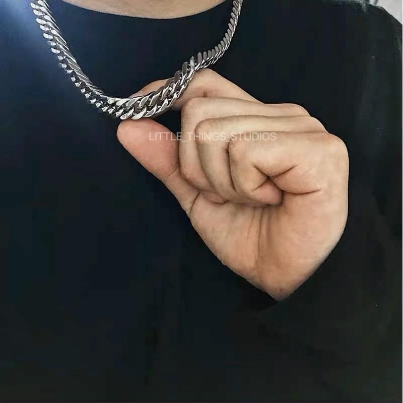 現貨 平磨麻花項鍊 鈦鋼 人字鍊 潮流 長項鍊 男-細節圖6