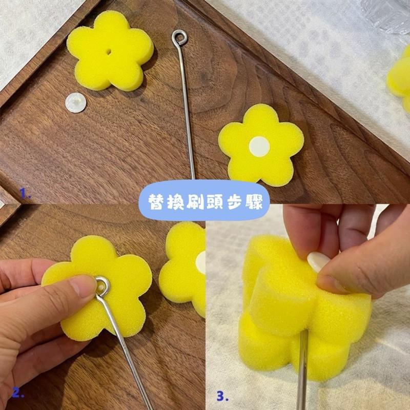 現貨 小花不銹鋼杯刷 長柄 杯刷 清潔 保溫瓶 可替換 刷頭 玻璃杯-細節圖6