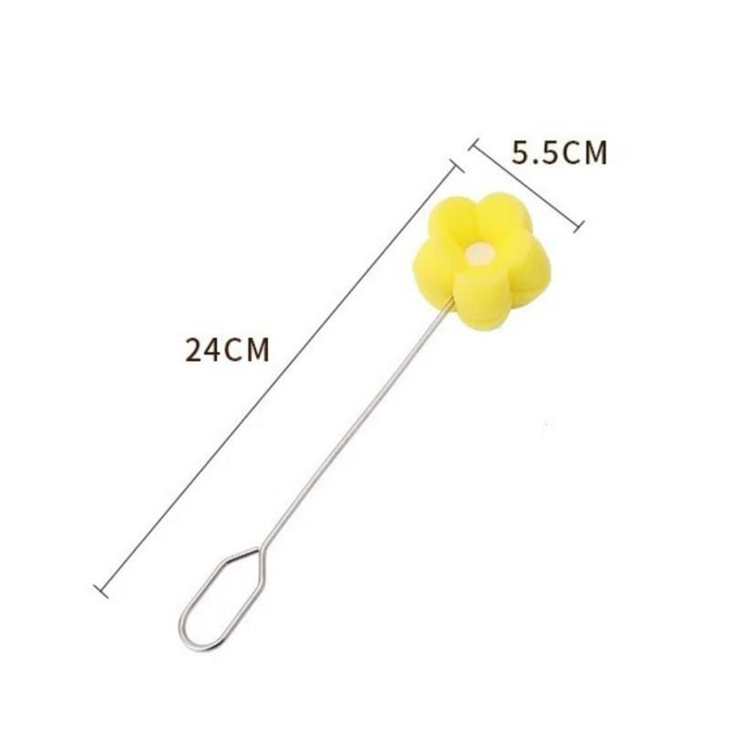 現貨 小花不銹鋼杯刷 長柄 杯刷 清潔 保溫瓶 可替換 刷頭 玻璃杯-細節圖7