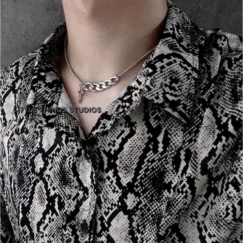 現貨 十字麻花拼接墜鍊 鈦鋼 不對稱 十字架-細節圖6