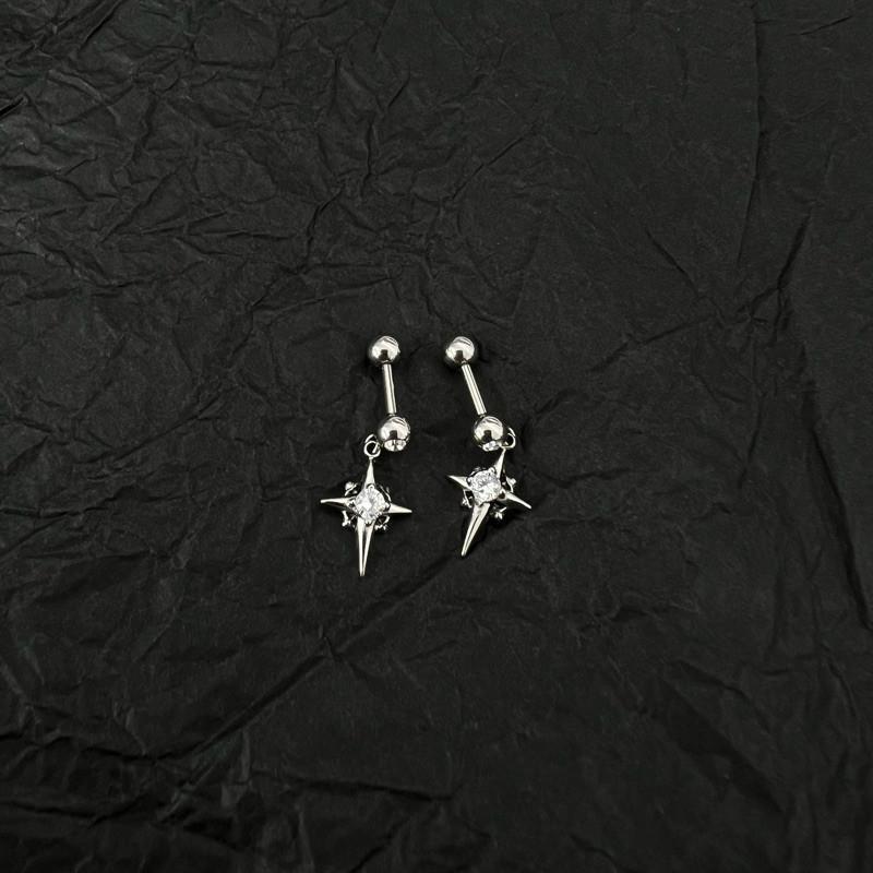 現貨 實拍 韓國空運 燦鑽星芒 閃鑽 吊墜 耳環 芒星 小鑽 男 潮流 鈦鋼-細節圖2