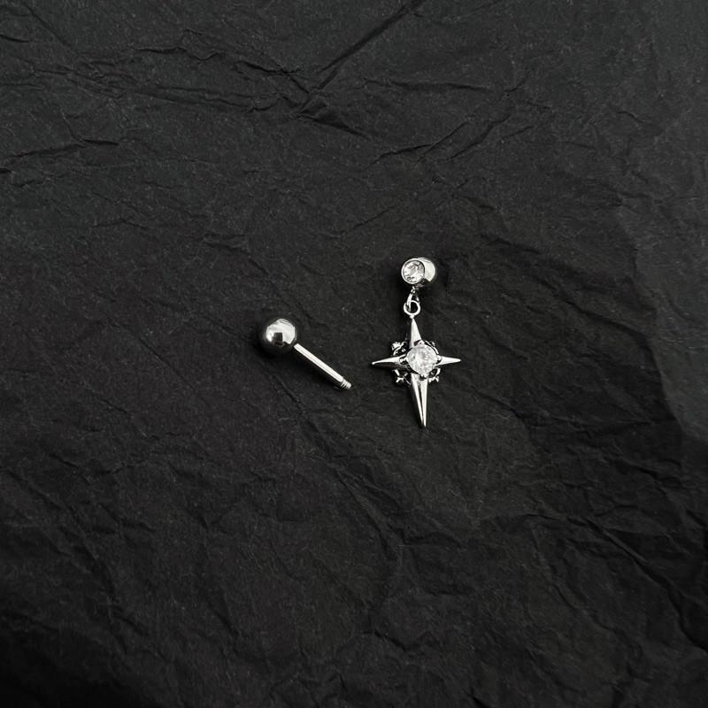 現貨 實拍 韓國空運 燦鑽星芒 閃鑽 吊墜 耳環 芒星 小鑽 男 潮流 鈦鋼-細節圖3