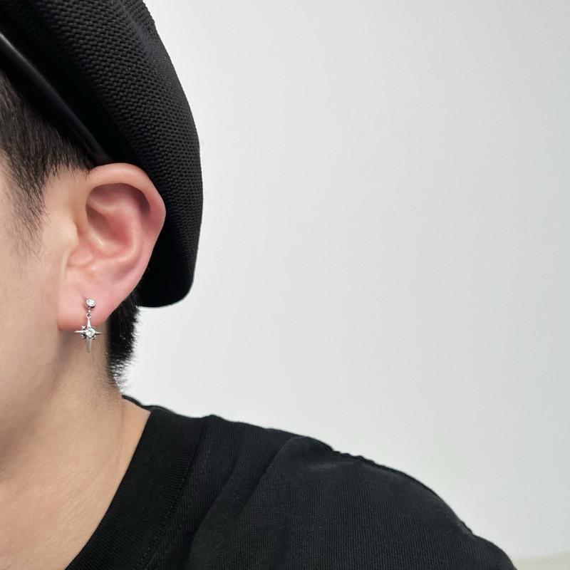 現貨 實拍 韓國空運 燦鑽星芒 閃鑽 吊墜 耳環 芒星 小鑽 男 潮流 鈦鋼-細節圖5