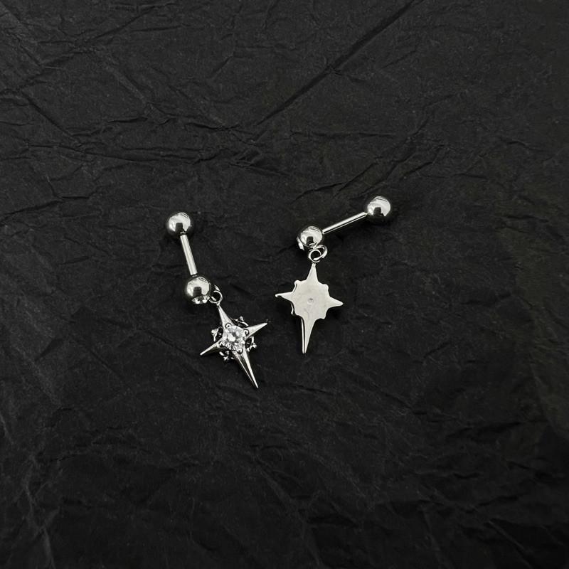 現貨 實拍 韓國空運 燦鑽星芒 閃鑽 吊墜 耳環 芒星 小鑽 男 潮流 鈦鋼-細節圖6