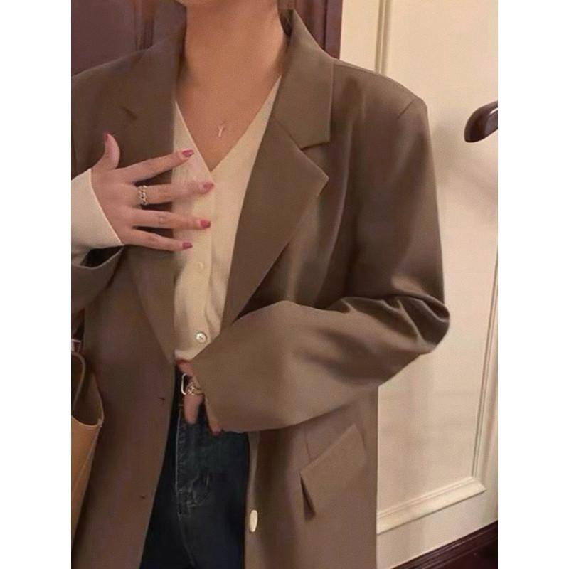 現貨 女款 秋天栗子咖 女款 西裝 外套 基本款 咖啡色 大地色 經典款修身西外 栗子咖 GJ010_3-細節圖3