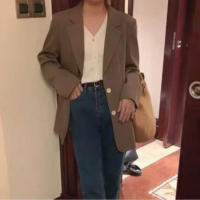 現貨 女款 秋天栗子咖 女款 西裝 外套 基本款 咖啡色 大地色 經典款修身西外 栗子咖 GJ010_3-細節圖4