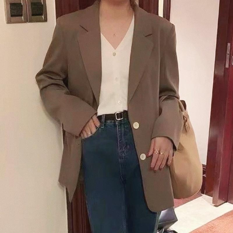 現貨 女款 秋天栗子咖 女款 西裝 外套 基本款 咖啡色 大地色 經典款修身西外 栗子咖 GJ010_3-細節圖5