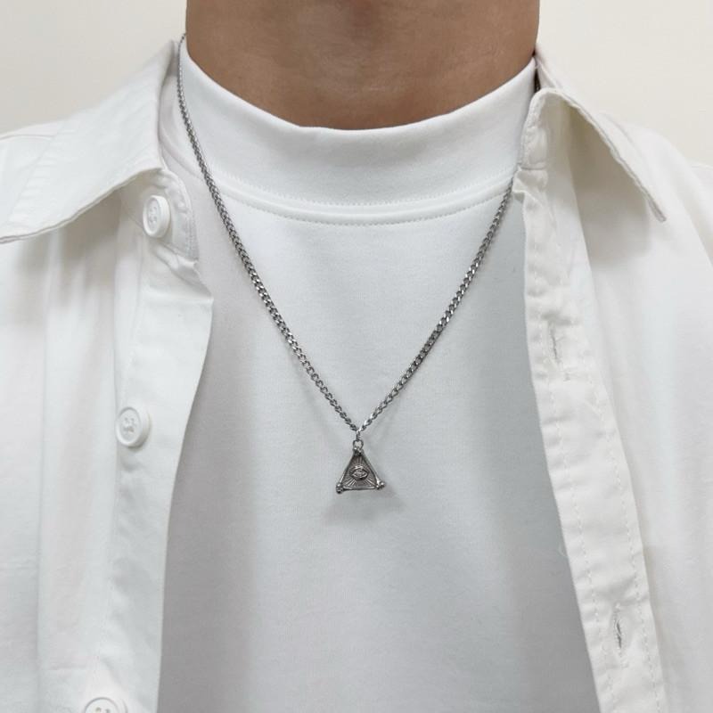 現貨 實拍 荷魯斯之眼 仿舊 吊墜 鈦鋼 項鍊 上帝之眼 男 短鍊 SN160-細節圖2