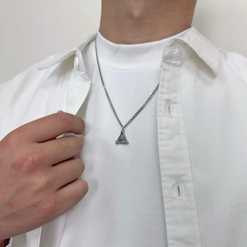 現貨 實拍 荷魯斯之眼 仿舊 吊墜 鈦鋼 項鍊 上帝之眼 男 短鍊 SN160-細節圖5