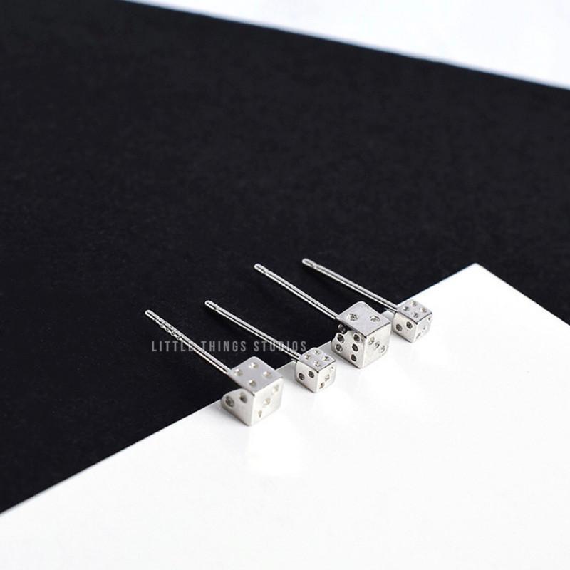 現貨 通體純銀 迷你 骰子 耳釘 耳環 耳針 925 純銀-細節圖4