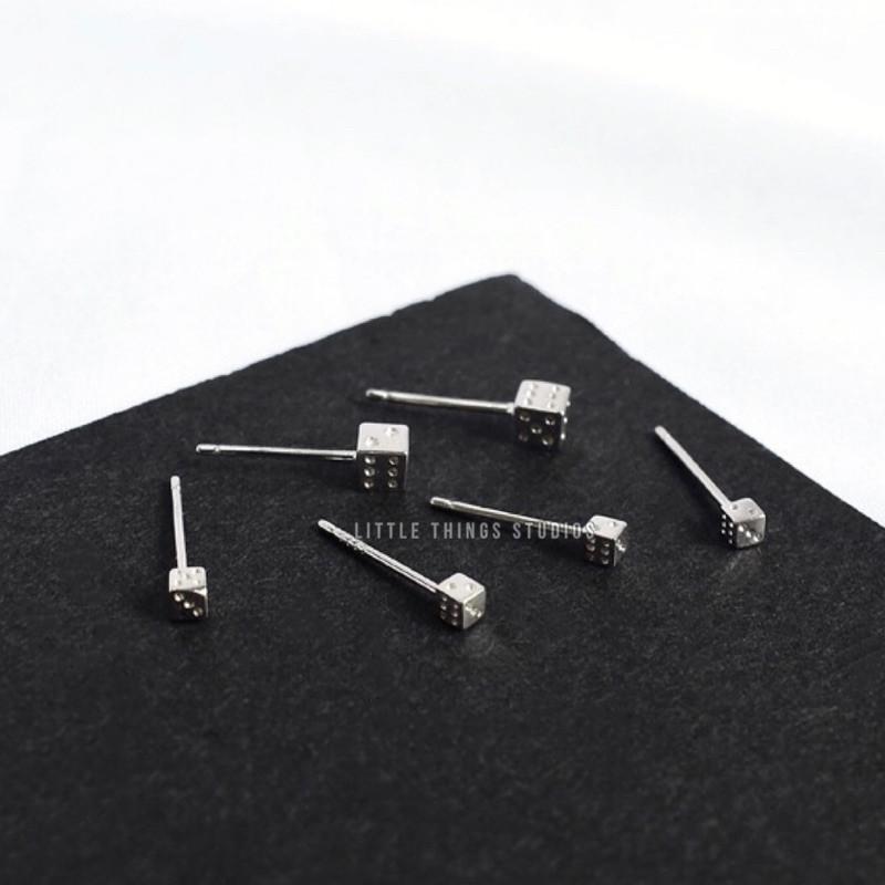 現貨 通體純銀 迷你 骰子 耳釘 耳環 耳針 925 純銀-細節圖6
