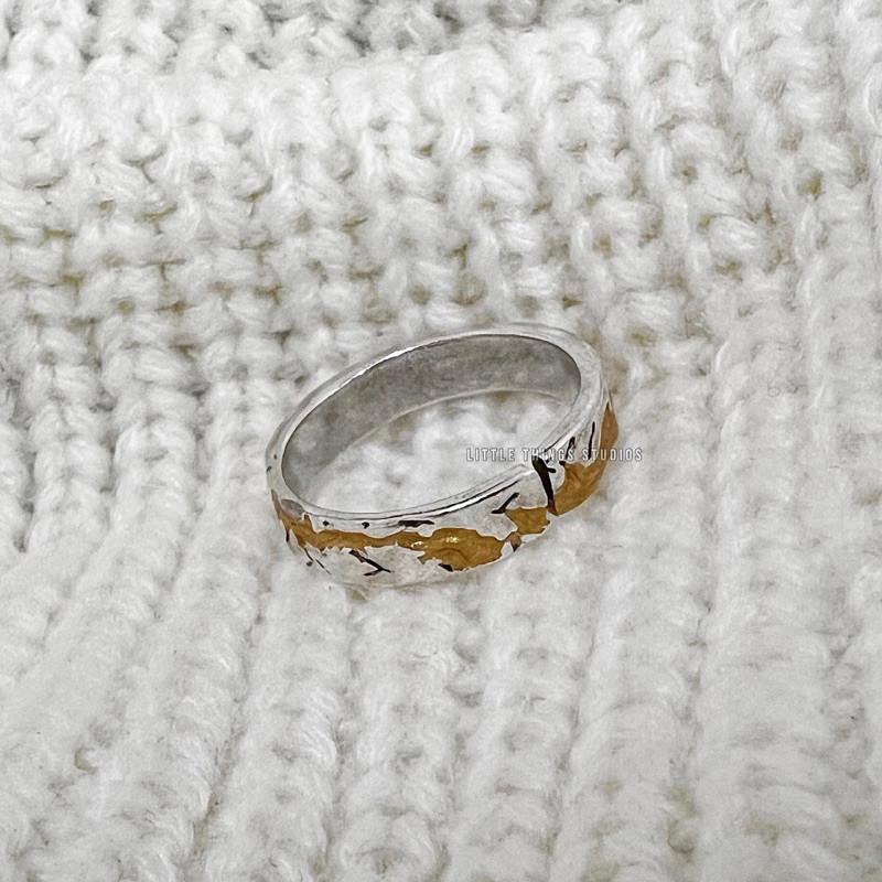 現貨 實拍 金箔刻劃 開口戒指 銀戒 復古 仿舊 S925-細節圖3