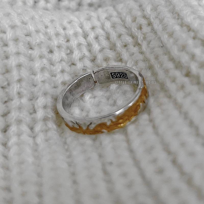 現貨 實拍 金箔刻劃 開口戒指 銀戒 復古 仿舊 S925-細節圖4