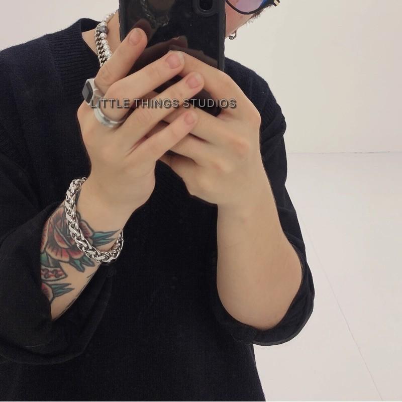 現貨 實拍 麻花串接手鏈 鈦鋼手鏈 男生手鏈 不銹鋼手鏈-細節圖2