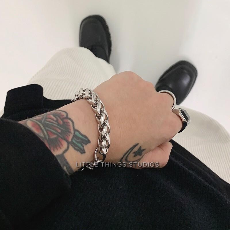 現貨 實拍 麻花串接手鏈 鈦鋼手鏈 男生手鏈 不銹鋼手鏈-細節圖3