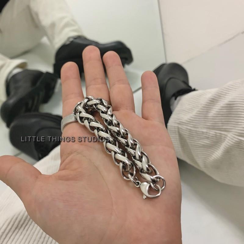 現貨 實拍 麻花串接手鏈 鈦鋼手鏈 男生手鏈 不銹鋼手鏈-細節圖4