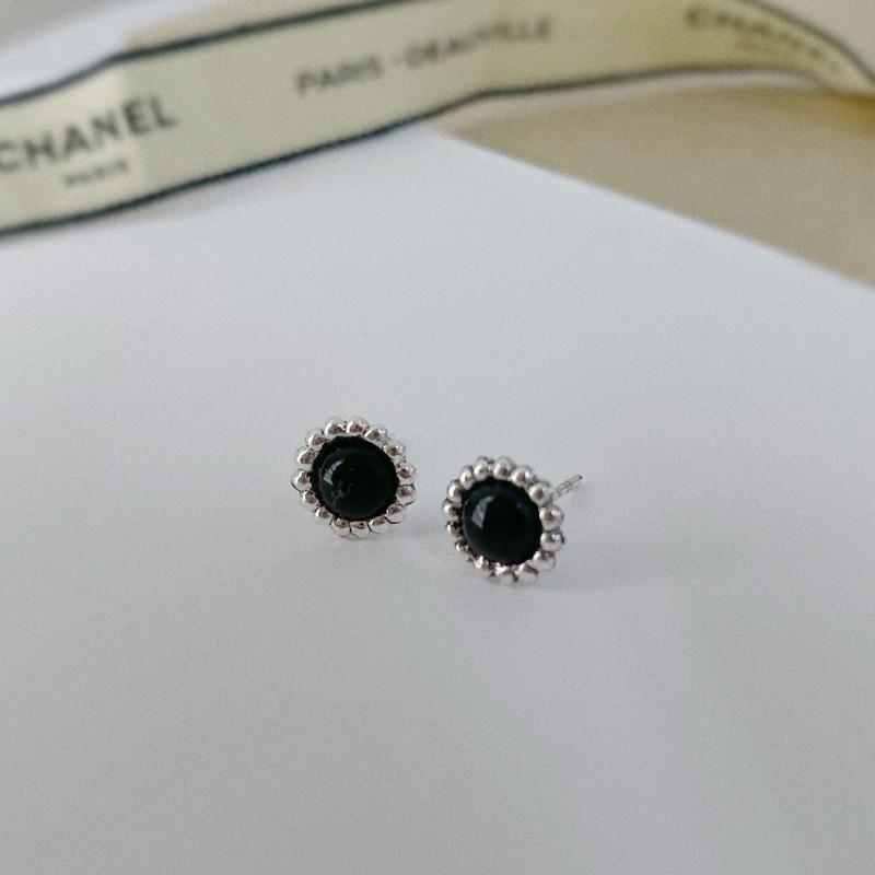 現貨 實拍 韓國空運︎ 小黑花耳環 S925 韓國耳環 純銀-細節圖4