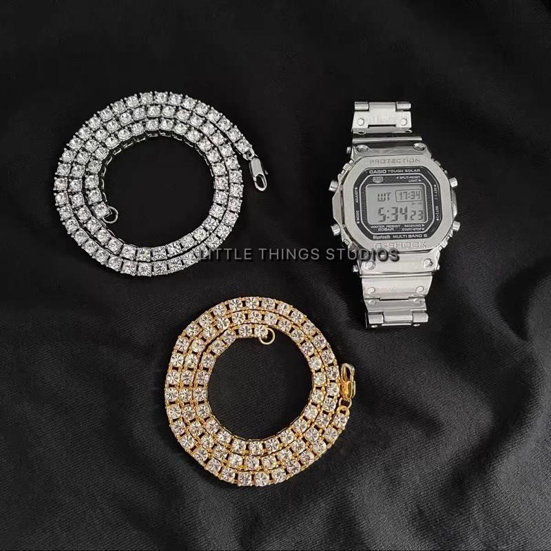 出清價售完不補 現貨 2色 單排萊茵鑽項鍊 滿鑽 項鍊 古巴鏈 排鑽 萊茵鑽-細節圖2