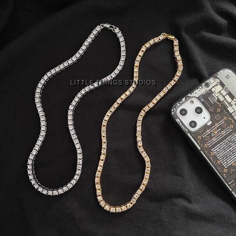 出清價售完不補 現貨 2色 單排萊茵鑽項鍊 滿鑽 項鍊 古巴鏈 排鑽 萊茵鑽-細節圖3