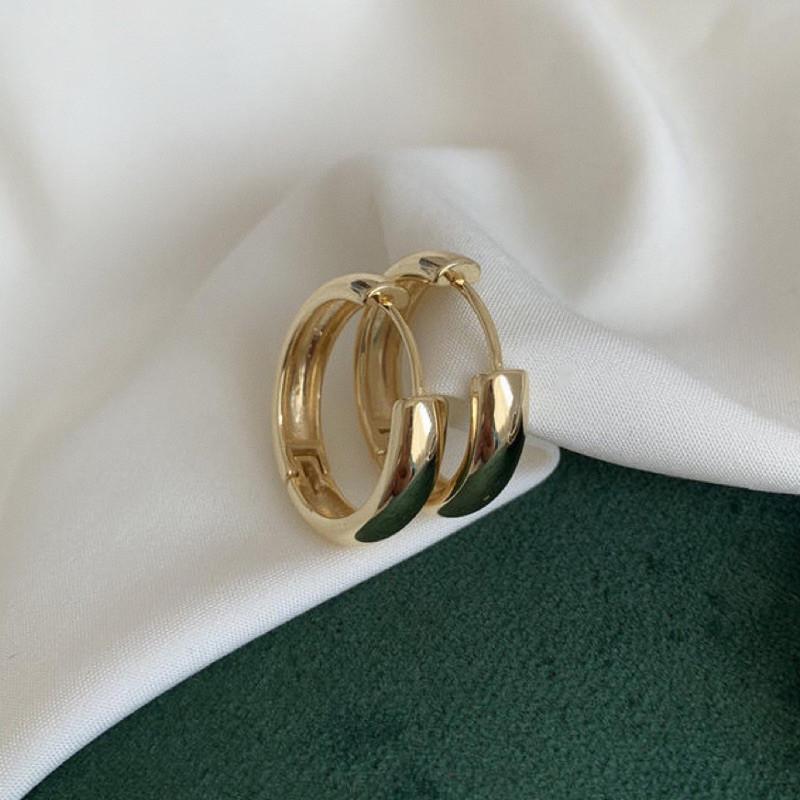 現貨 2色 寬弧面 圜圈 耳環 銀針 S925-細節圖6