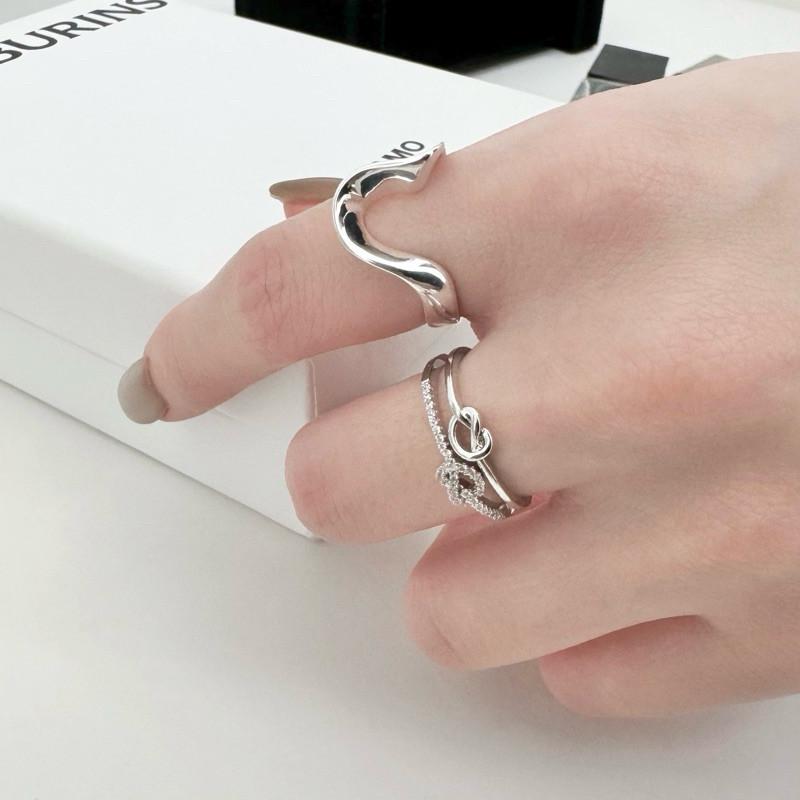 現貨 實拍 藝術曲線 純銀戒指 高調 銀戒 女戒 S925 波浪-細節圖3