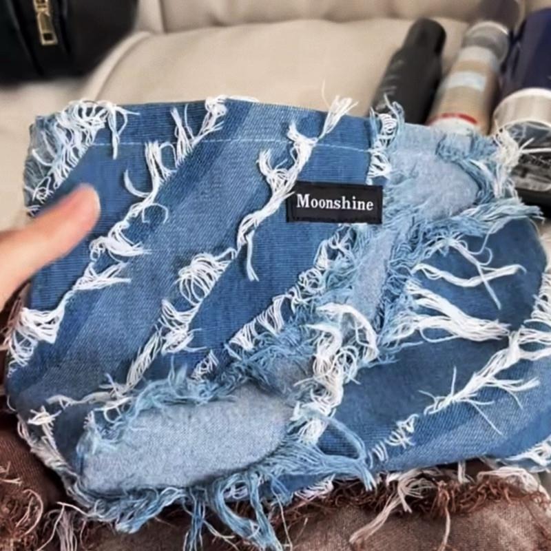 現貨 牛仔鬚鬚 化妝包 小物 收納包 旅遊 小包 日用 單寧 SB038-細節圖2