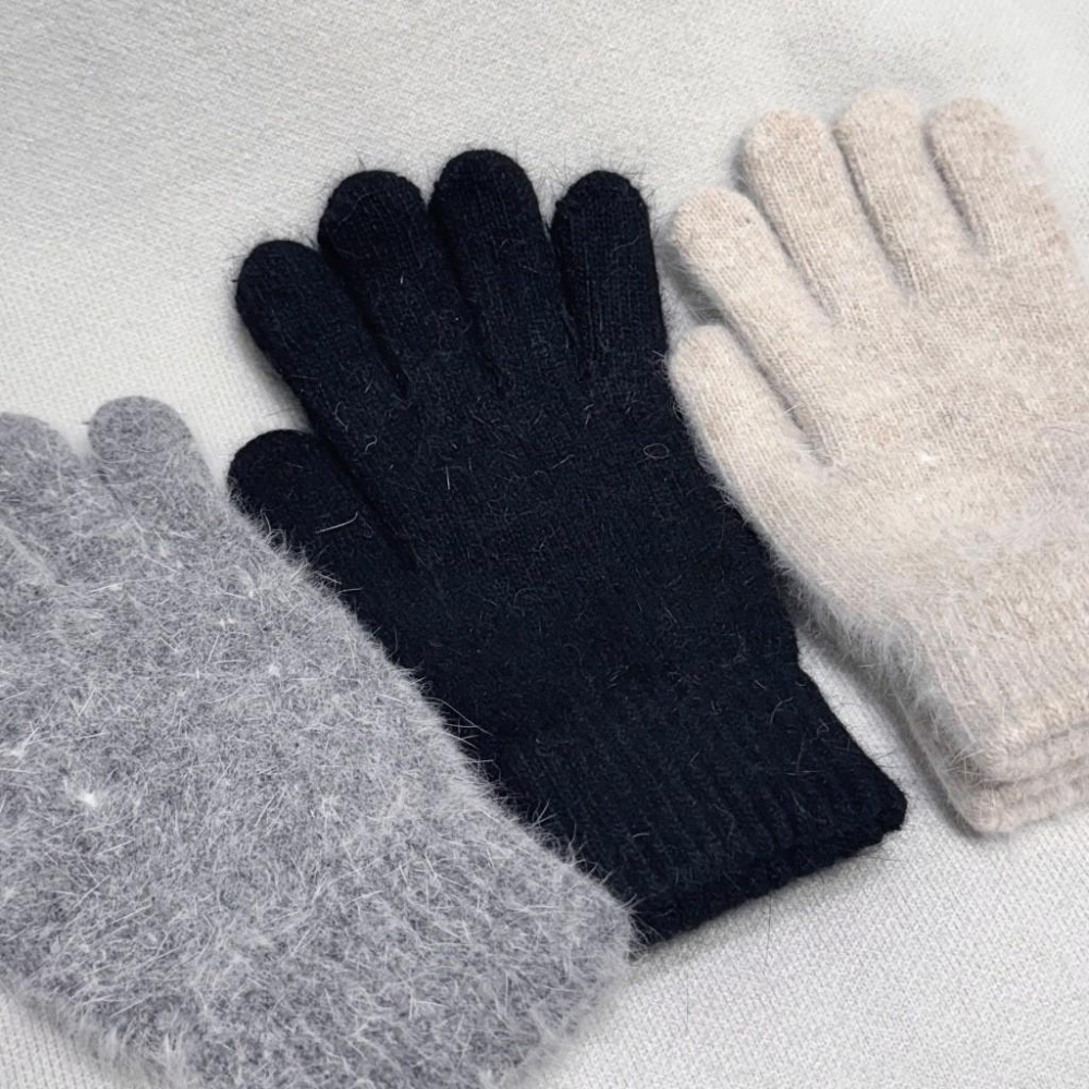 現貨 實拍 3色 韓國同款 兔毛指洞手套 觸控 觸屏 開口 保暖手套 騎車手套-細節圖6