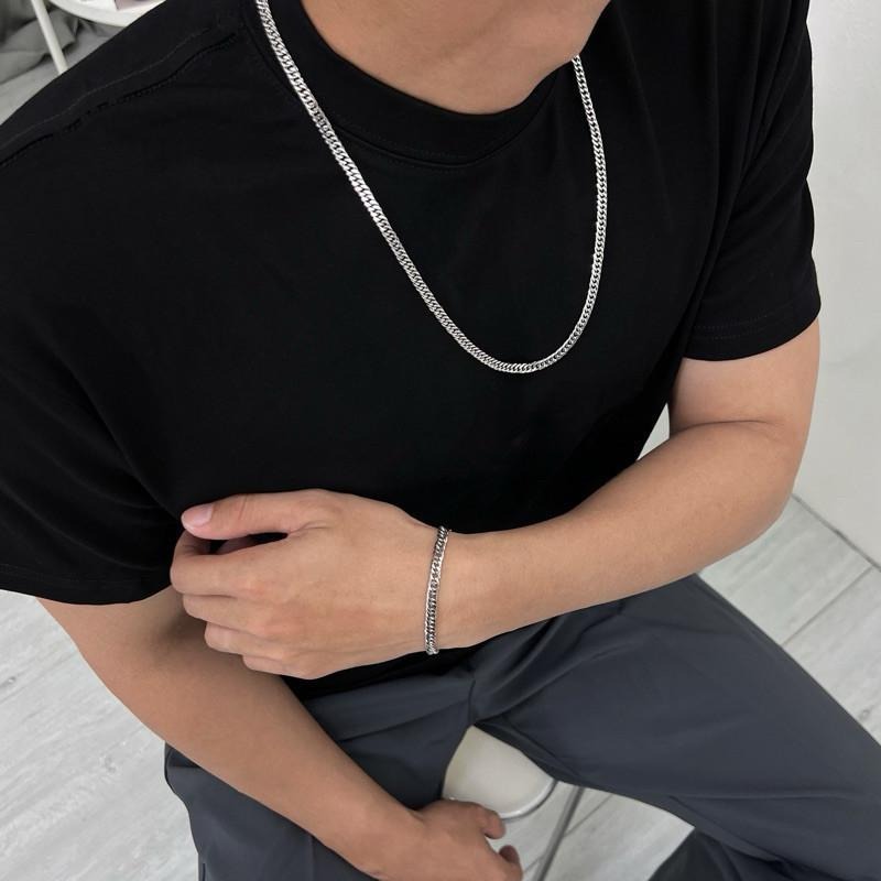 現貨 實拍 平磨人字手鍊 鈦鋼 麻花鍊 男 潮流 SW042-細節圖6