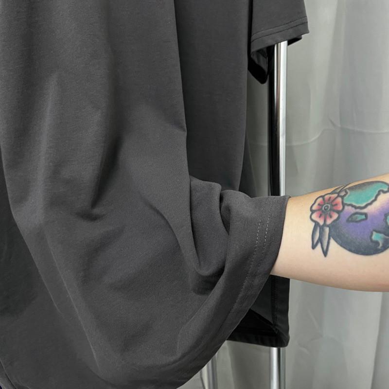 現貨 實拍 2色 韓國製 厚磅短袖上衣tee 長版 純棉 素面-細節圖3