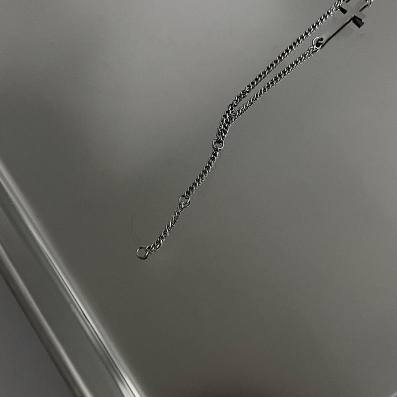 現貨 實拍 雙十字 鈦鋼手鍊 十字架 情侶 銀色 手鏈 SW063-細節圖5