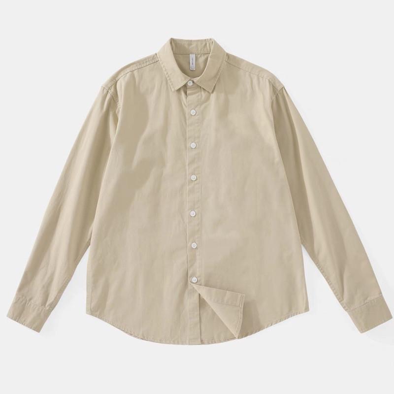 現貨 細節實拍 4色 極簡穿搭  斜紋棉 純棉 長袖 襯衫-細節圖2