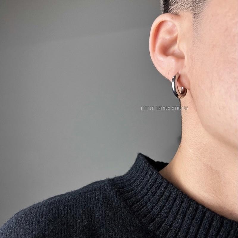 現貨 實拍 鈦鋼粗管耳圈 不鏽鋼 耳環 銀色 SE019-細節圖2