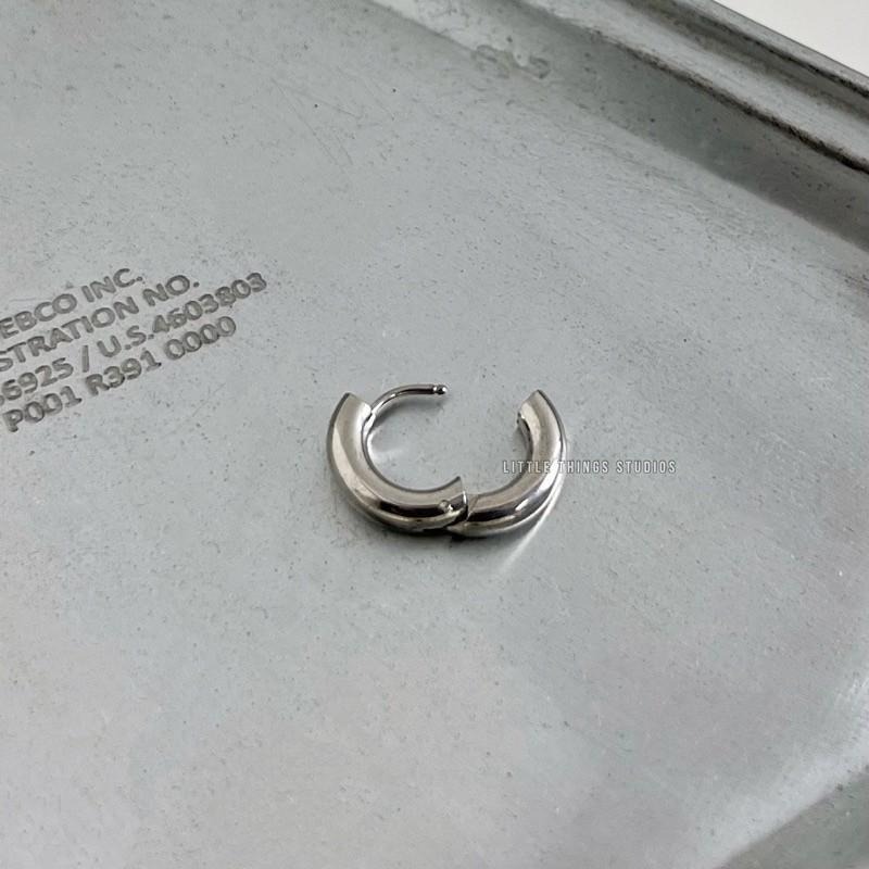 現貨 實拍 鈦鋼粗管耳圈 不鏽鋼 耳環 銀色 SE019-細節圖3
