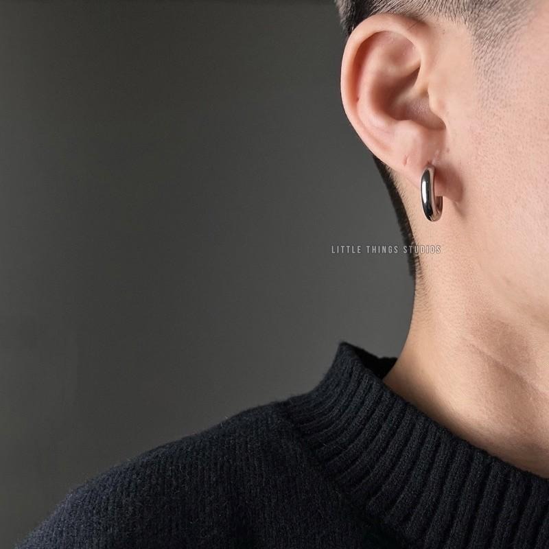 現貨 實拍 鈦鋼粗管耳圈 不鏽鋼 耳環 銀色 SE019-細節圖5