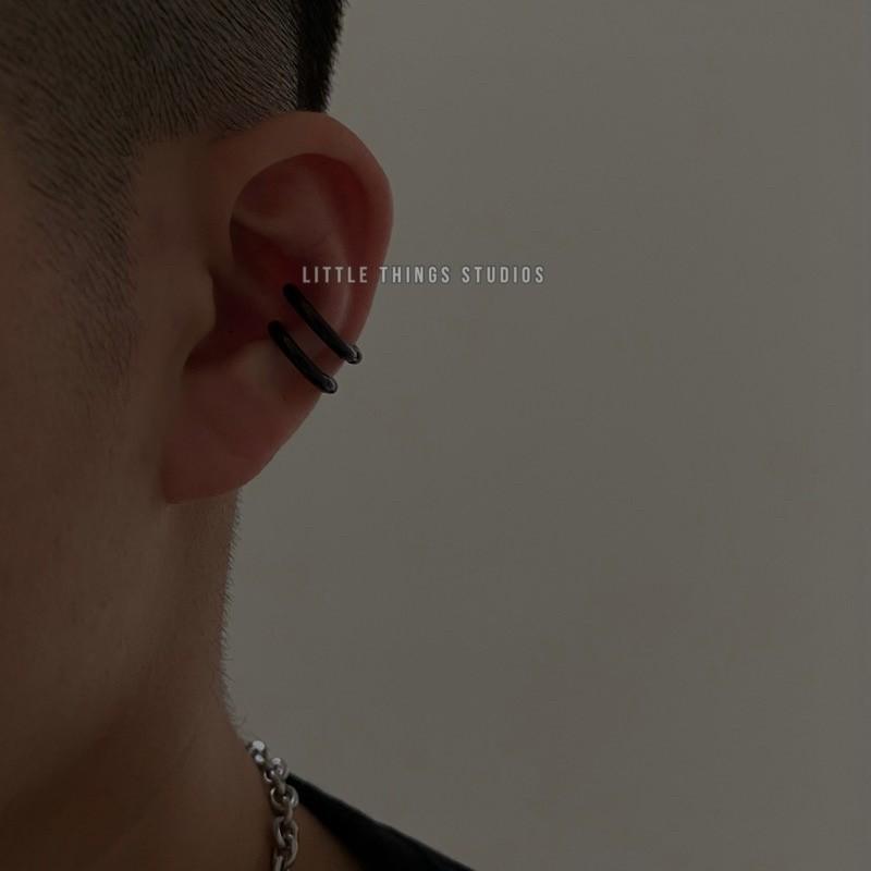 現貨 實拍 2色 無耳洞 圓圈耳夾 耳夾 無耳洞 鈦鋼 耳骨夾 圓圈耳夾 耳垂 鐵圈 黑 銀 金 男生耳環-細節圖4