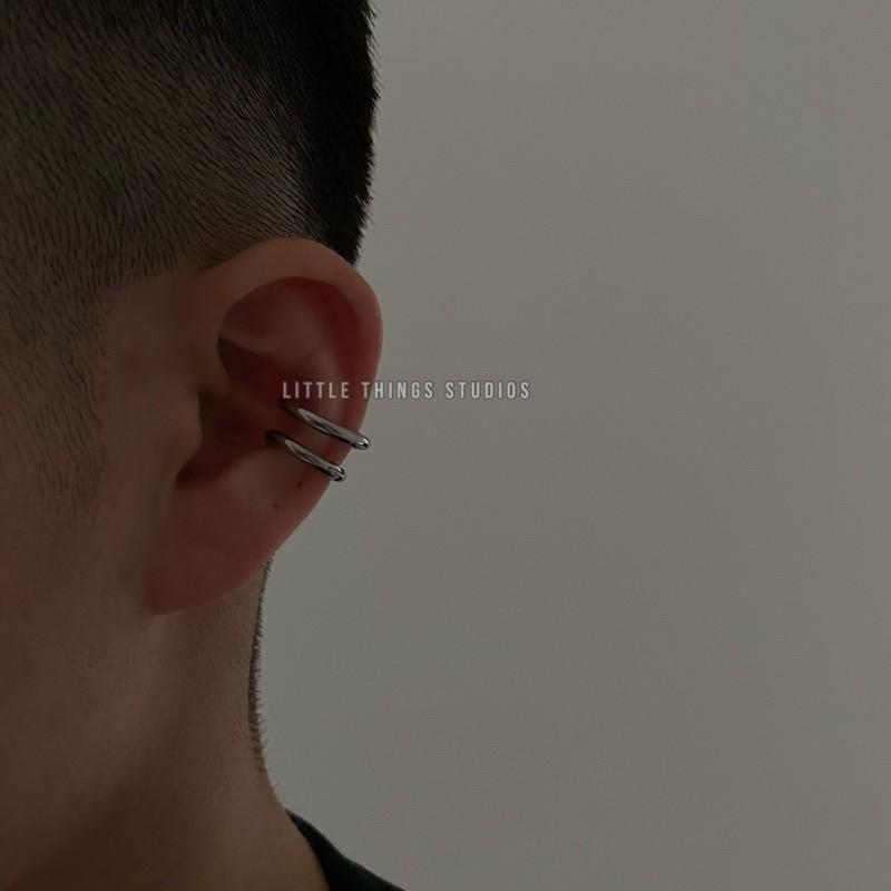 現貨 實拍 2色 無耳洞 圓圈耳夾 耳夾 無耳洞 鈦鋼 耳骨夾 圓圈耳夾 耳垂 鐵圈 黑 銀 金 男生耳環-細節圖5